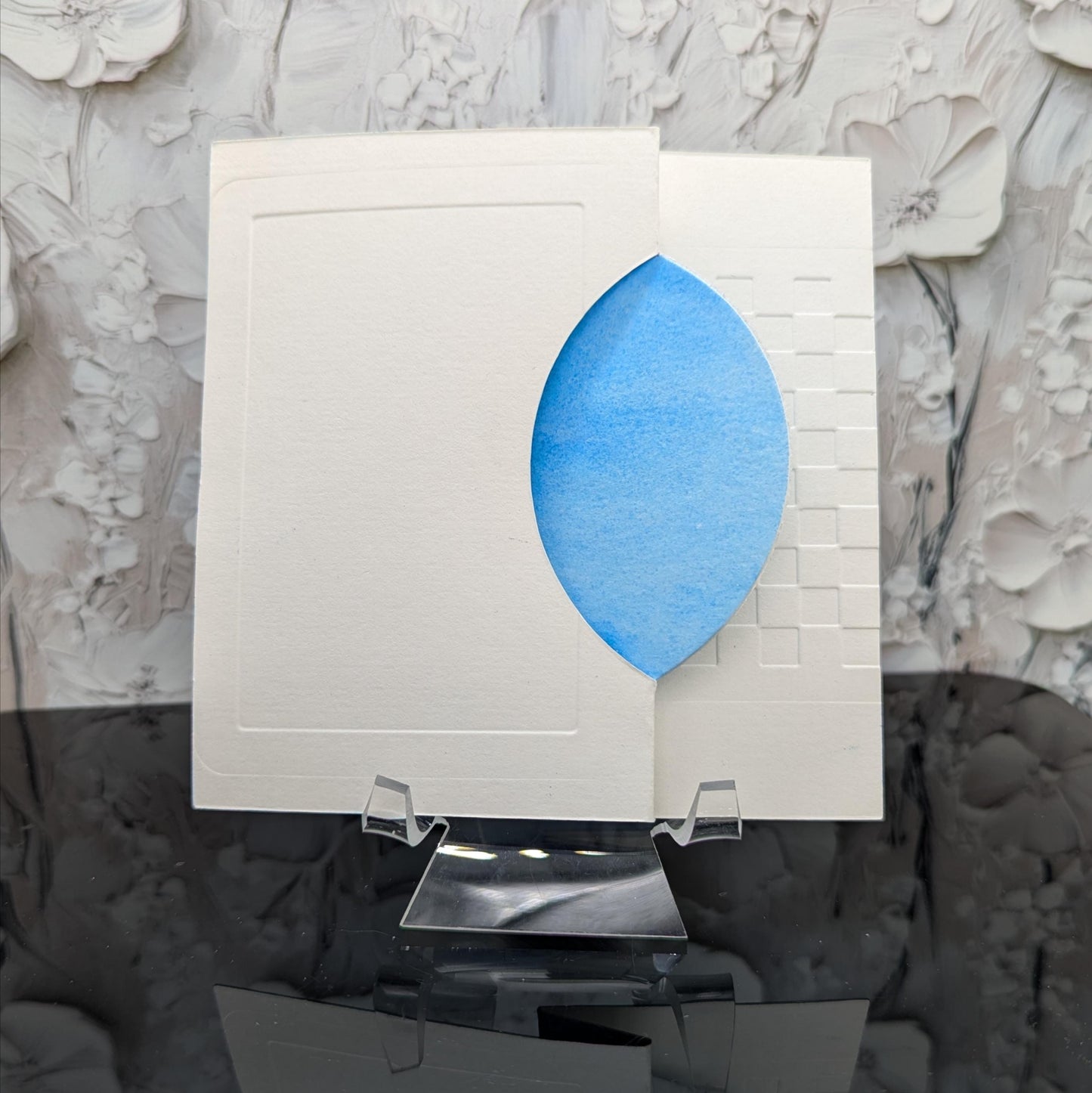 Handmade Greeting Card with Keepsake Fused Glass Heart Magnet (Blue/Yellow)